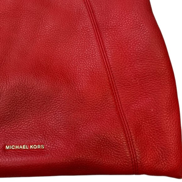 Michael Kors Red Leather Crossbody Hobo Handbag Bag Shoulder - Picture 10 of 16